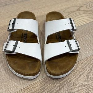 Birkenstock, white leather. Two-strap